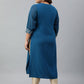 Janasya Women's Teal Poly Crepe Solid Casual Straight kurta | Swadesiicart