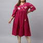 Janasya Magenta Poly Crepe Foil Floral Print kurta | Swadesiicart