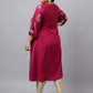 Janasya Magenta Poly Crepe Foil Floral Print kurta | Swadesiicart