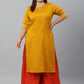 Janasya Women's Mustard Poly Silk Embroidered Festive & Party Straight kurta | Swadesiicart