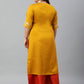 Janasya Women's Mustard Poly Silk Embroidered Festive & Party Straight kurta | Swadesiicart