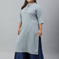Janasya Women's Grey Poly Silk Solid Festive & Party Straight kurta | Swadesiicart