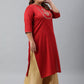 Janasya Women's Red Poly Silk Embroidered Festive & Party Straight kurta | Swadesiicart