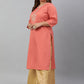Janasya Women's Coral Poly Silk Embroidered Festive & Party Straight kurta | Swadesiicart