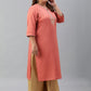 Janasya Women's Coral Poly Silk Embroidered Festive & Party Straight kurta | Swadesiicart