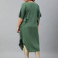 Janasya Women's Green Poly Crepe Foil Print Casual Kaftan kurta | Swadesiicart