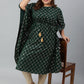 Janasya Women's Green Poly Crepe Checkered Festive & Party Kaftan kurta | Swadesiicart