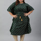 Janasya Women's Green Poly Crepe Checkered Festive & Party Kaftan kurta | Swadesiicart