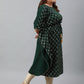 Janasya Women's Green Poly Crepe Checkered Festive & Party Kaftan kurta | Swadesiicart