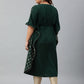 Janasya Women's Green Poly Crepe Checkered Festive & Party Kaftan kurta | Swadesiicart