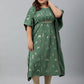 Janasya Women's Green Poly Crepe Foil Print Festive & Party Kaftan kurta | Swadesiicart