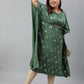 Janasya Women's Green Poly Crepe Foil Print Festive & Party Kaftan kurta | Swadesiicart