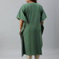 Janasya Women's Green Poly Crepe Foil Print Festive & Party Kaftan kurta | Swadesiicart