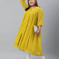 Janasya Women's Mustard Poly Chiffon Self Design Casual Flared kurta | Swadesiicart