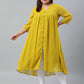 Janasya Women's Mustard Poly Chiffon Self Design Casual Flared kurta | Swadesiicart