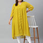 Janasya Women's Mustard Poly Chiffon Self Design Casual Flared kurta | Swadesiicart