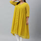 Janasya Women's Mustard Poly Chiffon Self Design Casual Flared kurta | Swadesiicart