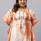 Janasya Women's Off White Cotton Tie Dye Casual Kaftan Tunic | Swadesiicart