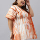 Janasya Women's Off White Cotton Tie Dye Casual Kaftan Tunic | Swadesiicart
