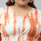 Janasya Women's Off White Cotton Tie Dye Casual Kaftan Tunic | Swadesiicart