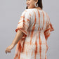 Janasya Women's Off White Cotton Tie Dye Casual Kaftan Tunic | Swadesiicart