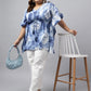 Janasya Women's Navy Blue Cotton Tie Dye Casual Kaftan Tunic | Swadesiicart