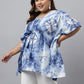 Janasya Women's Navy Blue Cotton Tie Dye Casual Kaftan Tunic | Swadesiicart