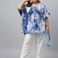 Janasya Women's Navy Blue Cotton Tie Dye Casual Kaftan Tunic | Swadesiicart