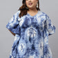 Janasya Women's Navy Blue Cotton Tie Dye Casual Kaftan Tunic | Swadesiicart