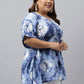Janasya Women's Navy Blue Cotton Tie Dye Casual Kaftan Tunic | Swadesiicart