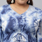 Janasya Women's Navy Blue Cotton Tie Dye Casual Kaftan Tunic | Swadesiicart
