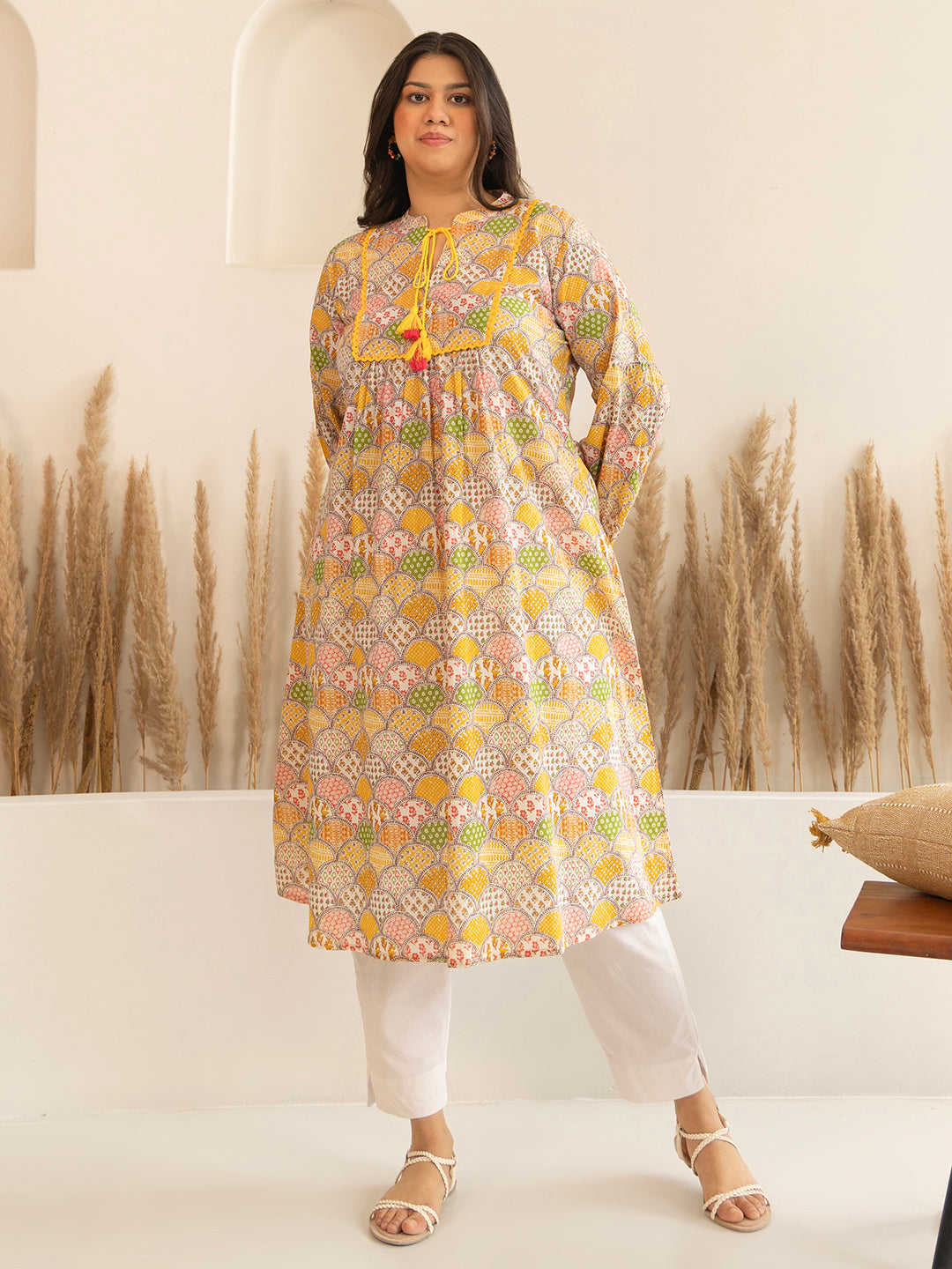 Janasya Multicolor Cotton Ethnic Motifs kurta | Swadesiicart