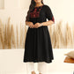 Janasya Black Rayon Yoke Embroidered kurta | Swadesiicart