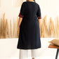 Janasya Black Rayon Yoke Embroidered kurta | Swadesiicart