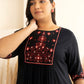 Janasya Black Rayon Yoke Embroidered kurta | Swadesiicart