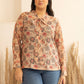 Janasya Peach Georgette Floral Printed Casual Top | Swadesiicart