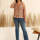Janasya Peach Georgette Floral Printed Casual Top | Swadesiicart