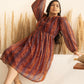 Janasya Rust Chiffon Lurex Floral Printed Casual Dress | Swadesiicart
