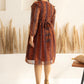 Janasya Rust Chiffon Lurex Floral Printed Casual Dress | Swadesiicart