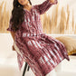 Janasya Light Brown Cotton Tie-dye Printed kurta - Swadesiicart