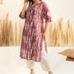 Janasya Light Brown Cotton Tie-dye Printed kurta - Swadesiicart