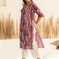 Janasya Light Brown Cotton Tie-dye Printed kurta - Swadesiicart