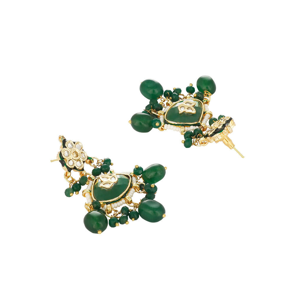 Nuyug 22K Gold Plated Arc Kundan Ruby Drops Necklace | Swadesiicart