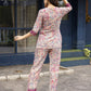 Pink Rayon abstract & Floral Printed Top with Matching Bottom - Eesha - Swadesiicart