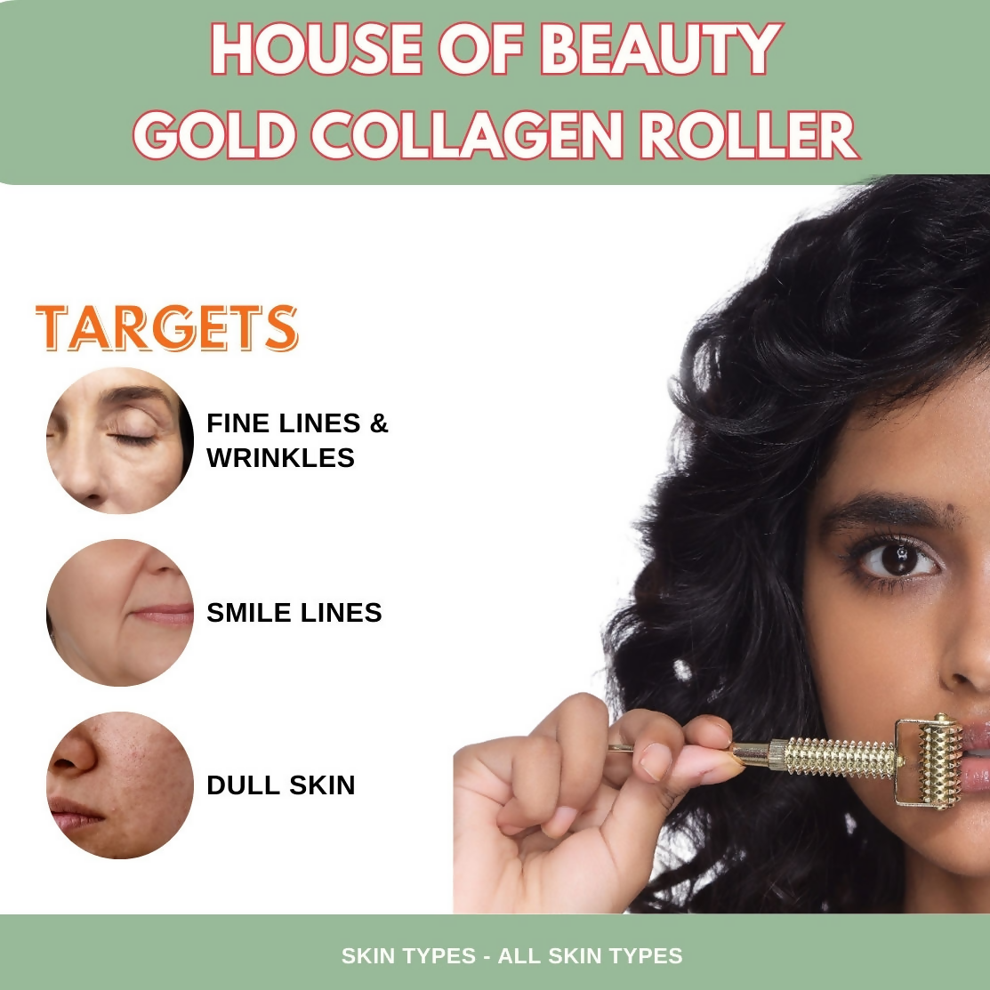 House of Beauty Gold Collagen Roller - Swadesiicart