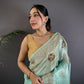 Joban Fashion Sky Blue Handloom Banarasi Organza Silk Khatali Butta Work Saree | Swadesiicart