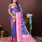 Lorenvalley Fashion Blue Organza Silk Woven Design with Meenakari Weaving Saree - Swadesiicart