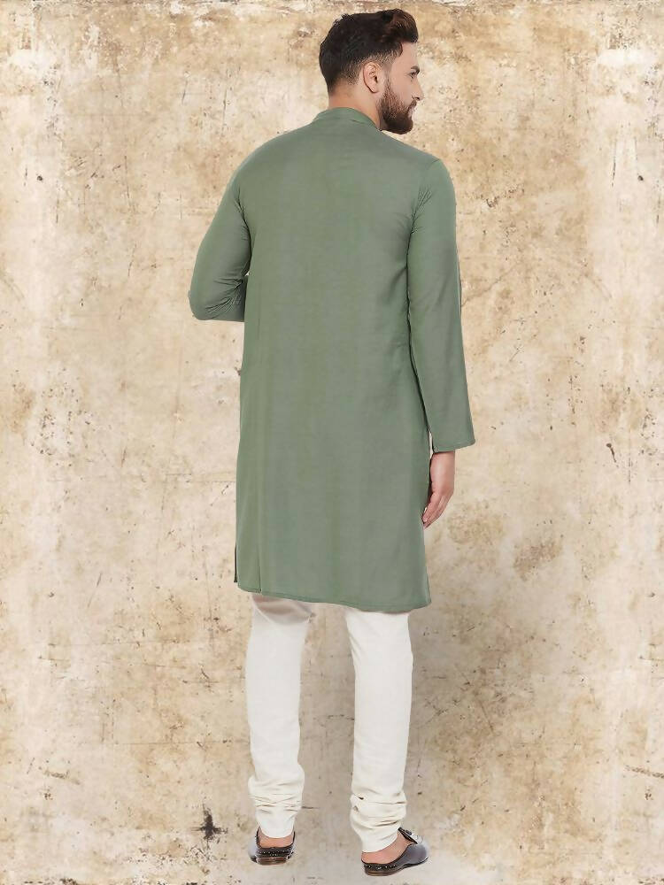 Even Apparels Cotton Linen Green Kurta - Green | Swadesiicart