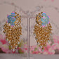Sky Blue And Pink Ethnic Enamel Meenakari Lotus Earrings By House of Ree - Swadesiicart