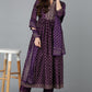 Indian Clothing Women's Purple Silk Blend Anarkali Kurta Pant With Dupatta - Rasiya - Swadesiicart